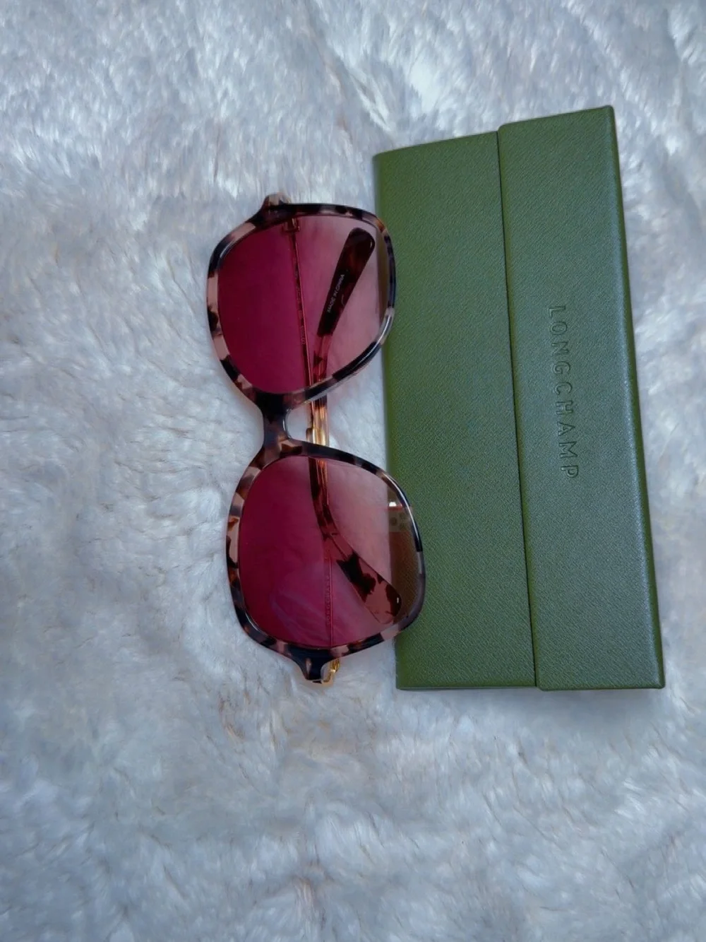 Longchamp Pink Tortoiseshell Oversized Sunglasses